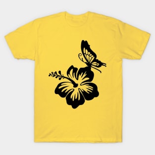 butterfly flower mode black T-Shirt